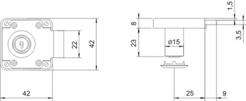 LOB ZMB 4 ЦИЛИНДРОВЫЙ ЗАМОК МЕБЕЛЬНОЙ ДВЕРИ ЯЩИКА