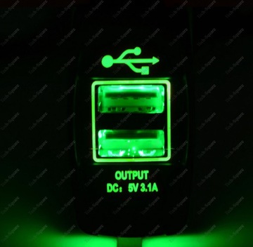 Монтажная розетка USB x2 3100 мА 12–24 В ЗЕЛЕНАЯ