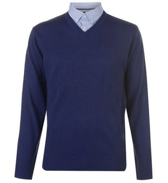 SWETER Pierre Cardin Cobalt wstawka z KOSZULĄ S