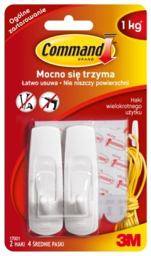 Крючки самоклеющиеся Command белые 2 шт.