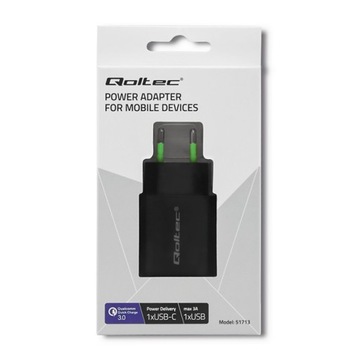 Быстрое зарядное устройство для смартфона 18 Вт 5–12 В 1,5–3 А USB-C PD USB QC3.0