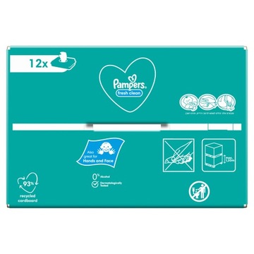 PAMPERS FRESH CLEAN WIPES ВЛАЖНЫЕ САЛФЕТКИ 12х52=624 ШТ.