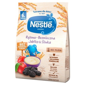 Nestle Kaszka Ryżowa bezmleczna 6m+ Jabłko Śliwka Zboża i Owoce 170g