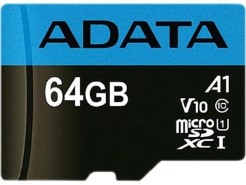 ADATA Premier UHS-I 64 ГБ, MicroSDXC, флэш-память класса 10, адаптер