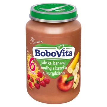 BoboVita Десерт Яблука банани малина Каша кукурудзяна 6 міс.+ Фрукти KASZKA190g