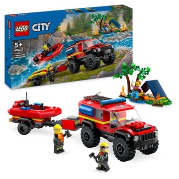 KLOCKI LEGO CITY TERENOWY WÓZ STRAŻACKI Z ŁODZIĄ RATUNKOWĄ PREZENT DZIECKA