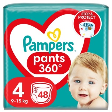 PAMPERS PANTS 360° трусики-підгузки 9-15 кг розмір 4 - 48 шт.