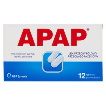 Apap Lek przeciwbólowy przeciwgorączkowy 12 tabletek