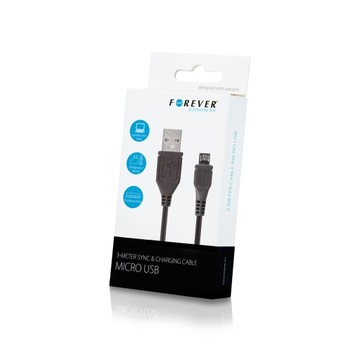 Kabel USB - microUSB 3,0 m 1A czarny