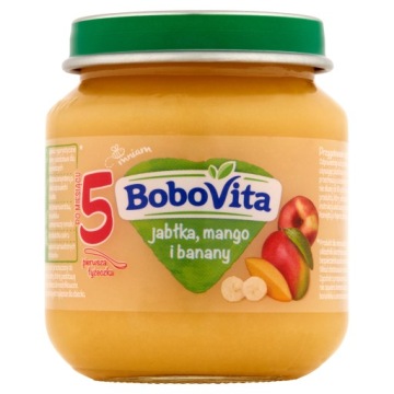 BoboVita Перша ложечка Яблука, манго і банани по 4. міс. 125 г -