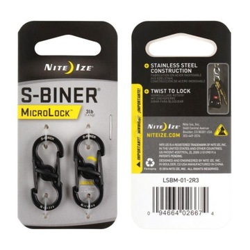 Nite Ize S-Biner MicroLock Черный, 2 шт.