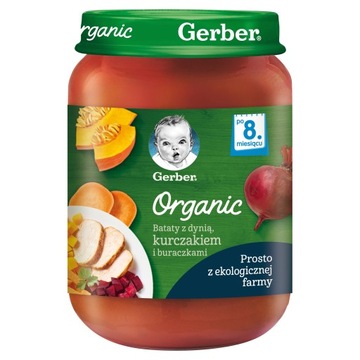 Obiadek Gerber Organic Bataty z dynią kurczakiem i buraczkami 190 g