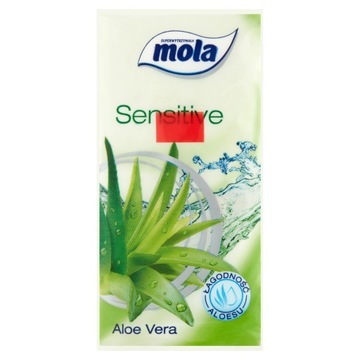 MOLA Chusteczki Higieniczne Sensitive Aloe Vera 3 Warstwowe 10 Sztuk