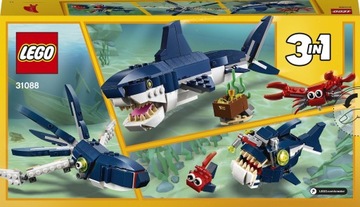 Klocki Creator 31088 Morskie stworzenia LEGO 3 w 1 rekin krab kałamarnica