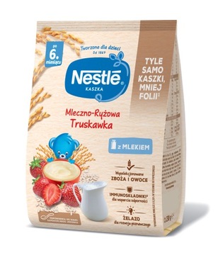 Nestle Kaszka Mleczno Ryżowa Truskawka z mlekiem bez glutenu 6m+ 230g
