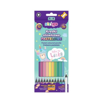 Карандаши PASTEL, 12 шт + точилка STRIGO