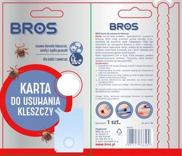 KARTA DO WYCIĄGANIA USUWANIA KLESZCZY Z LUPĄ BROS