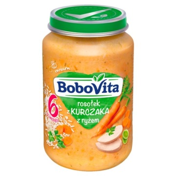 BOBOVITA страва в баночці, Бульйон з курчати з рисом, 6 міс.+ 190 г -