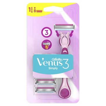 GILLETTE MASZYNKA DLA KOBIET VENUS 3 RĄCZKA + 8 WKŁADÓW