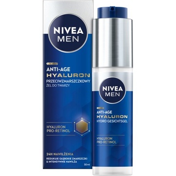NIVEA MEN HYALURON ŻEL DO TWARZY PRZECIWZMARSZCZKOWY 50ML
