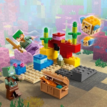 LEGO Minecraft 21164 Коралловый риф Дайвер Иглобрюх Утонувшая рыба-меч 7+