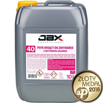 Płyn myjący do zmywarek z aktywnym chlorem JAX 40 10 l