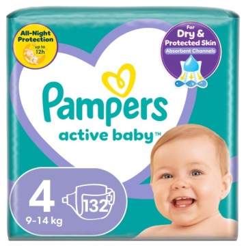 PAMPERS ACTIVE BABY підгузки 132 шт. 9-14 кг розмір 4