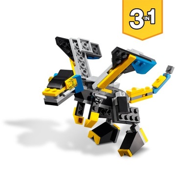 LEGO CREATOR Супер РОБОТ Трансформеры 3 в 1 SMOK Jet 159 Klocki 6+