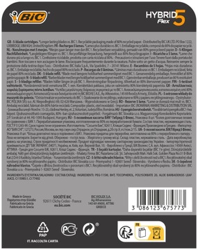 Стержни для бритв, лезвия BIC Hybrid 5 Flex, набор из 8 шт.