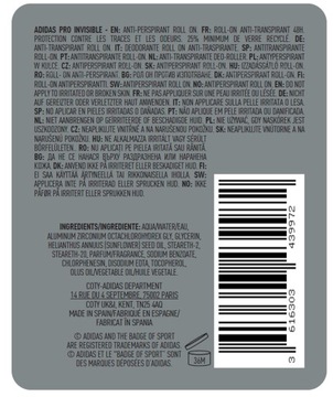 ADIDAS MEN DEO РОЛИКОВЫЙ 50 МЛ PRO НЕВИДИМЫЙ