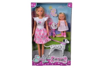 Lalki Steffi Love Steffi i Evi na spacerze z psem
