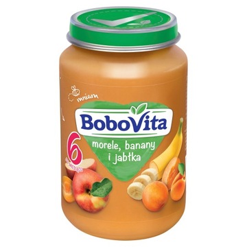 BoboVita Deserek Morele Banany i Jabłka 190g Owoce 6m+