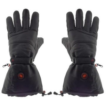 Черные кожаные перчатки с подогревом GLOVII - XL