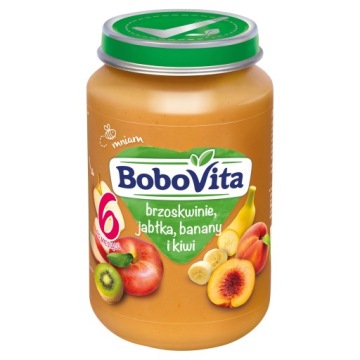 Десертик фруктовий для дітей 6 міс.+ персики яблука банани ківі Bobovita 190 г