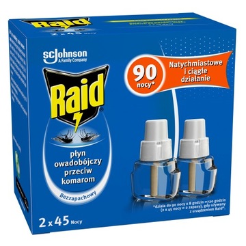 РЕЙД 90 ночей Жидкость от комаров 2 х ЗАМЕНА 2 х 45 ночей 27 мл
