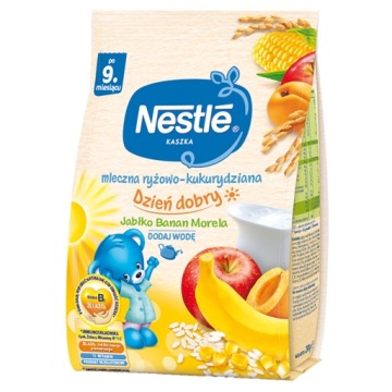 Кашка Nestle молочно-рисово-кукурудзяна яблуко банан абрикос 230 г 4 шт.