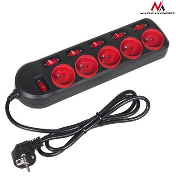 Удлинитель Maclean MCE204, 5 розеток, 1,5 м
