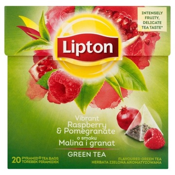 Herbata zielona ekspresowa Zielona z Malina i Granat Lipton 28 g