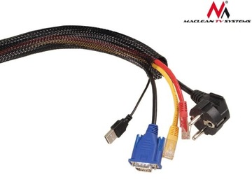 Кабельный органайзер Maclean, 85мм, 1,8м, черный, липучка, MCTV-675