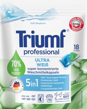 TRIUMF Professional Kapsułki Do Prania Białego ULTRA WEISS 18 SZT