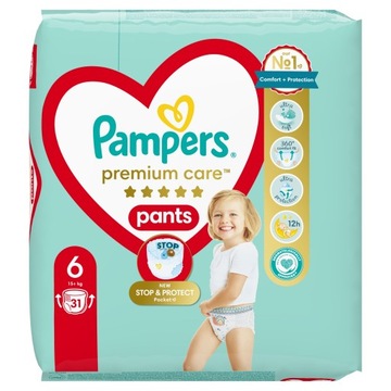 2 x Pieluchomajtki Pampers Premium Care Rozmiar 6 31 szt.