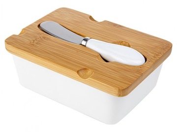 МАСЛЕНКА С КРЫШКОЙ И ЛОЖКОЙ, БЕЛАЯ ADRIA FLORINA