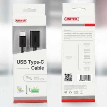 АДАПТЕР UNITEK USB TYPE-C - USB A, M/F, 0,15M