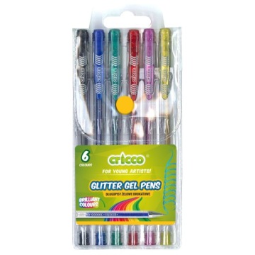 Ручки гелеві з блискітками 6 кольорів CRICCO