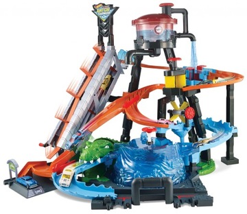 Tor samochodowy Mattel Hot Wheels City FTB67 Mega Myjnia Atak Krokodyla