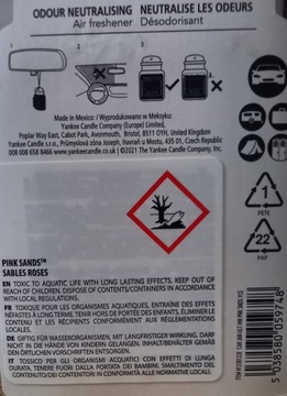 Автомобильный ароматический кулон Yankee Candle Pink Sands
