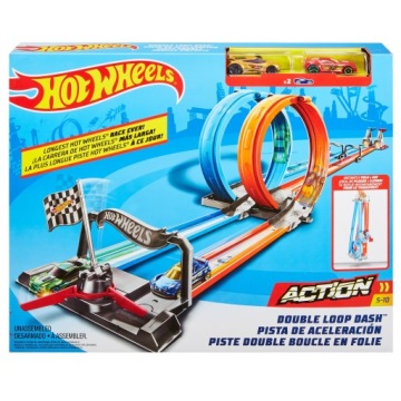 Hot Wheels Závodní Dráha 2V1 Sada Dvojitá Smyčka 4 Metry 2 Auta Závod