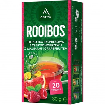 ROOIBOS HERBATA Z MALINĄ I GRAPEFRIUTEM 20 TOREBEK