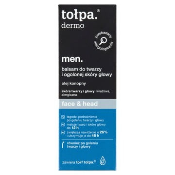 dermo men face & head balsam do twarzy i ogolonej skóry głowy 75 ml