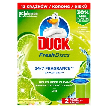 DUCK FRESH DISCS PODWÓJNY ZAPAS LIMONKOWYCH KRĄŻKÓW ŻELOWYCH DO WC 2X36ML